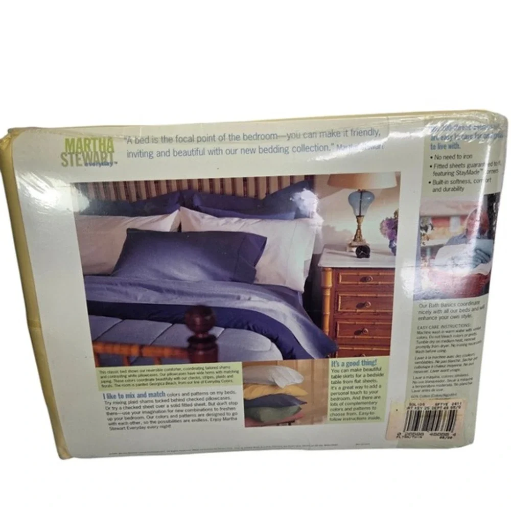 Martha Stewart Twin Flat Bed Sheet Yellow Cottagecore Cotton Blend Vtg New‎